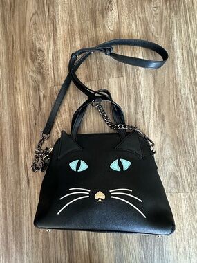 kate spade Black Cat Appliqué Crossbody Bag with Mint Eyes